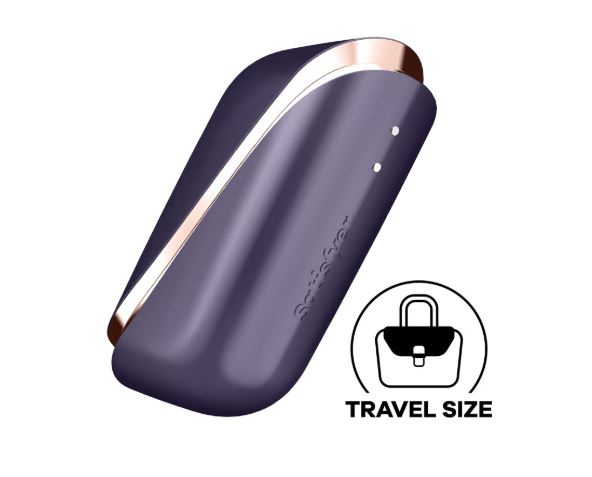 Satisfyer Traveler Air Pulse Clitoral Stimulator Black in travel size, compact and discreet for on-the-go use.
