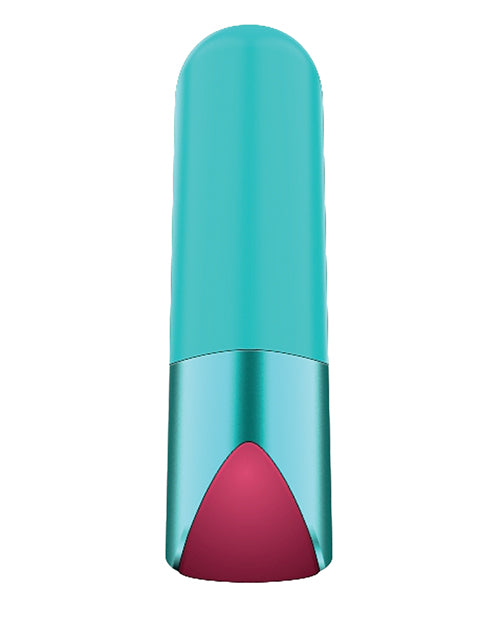Gender Fluid Revel Power Bullet Aqua in sleek matte aqua finish with a vibrant pink base.