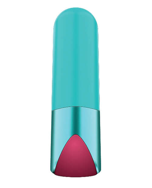 Gender Fluid Revel Power Bullet Aqua in sleek matte aqua finish with a vibrant pink base.
