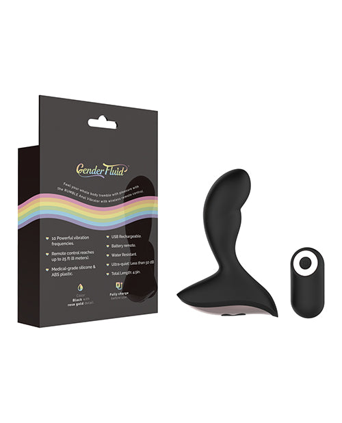 Product image of Gender Fluid Rumble Anal Vibe with Remote Black showcasing its packaging and design.