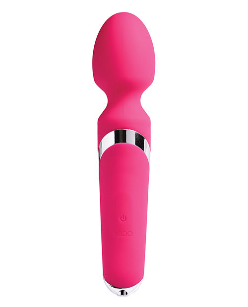 Vedo Wanda Rechargeable Wand Vibe Foxy Pink with flexible head for deep sensations and 10 vibration modes.