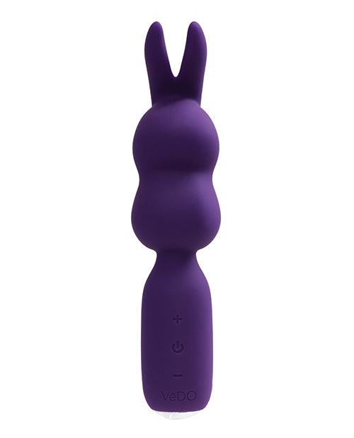 Vedo Hopper Rechargeable Mini Vibe Deep Purple, a playful bunny-shaped clitoral toy with powerful vibration functions.