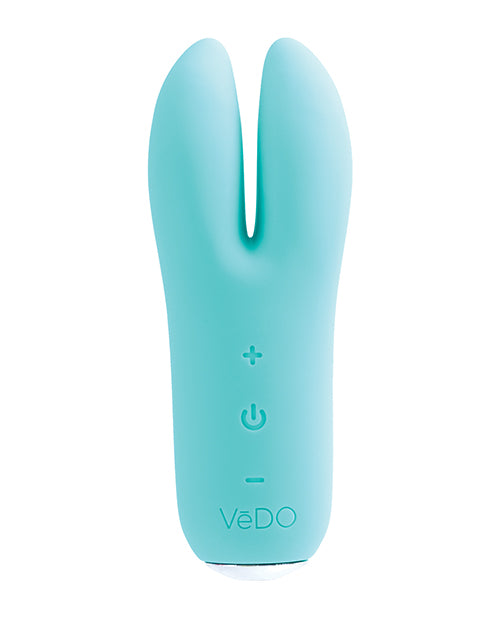Vedo Kitti Rechargeable Vibe Turquoise, a dual-eared clitoral stimulator with 10 vibration modes.