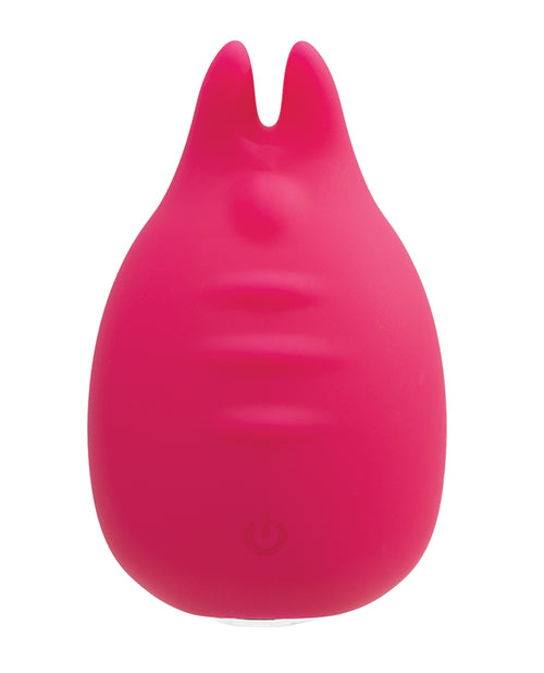 Vedo Huni Rechargeable Finger Vibe Foxy Pink, compact clitoral toy with flexible ears and a nubbed tip.
