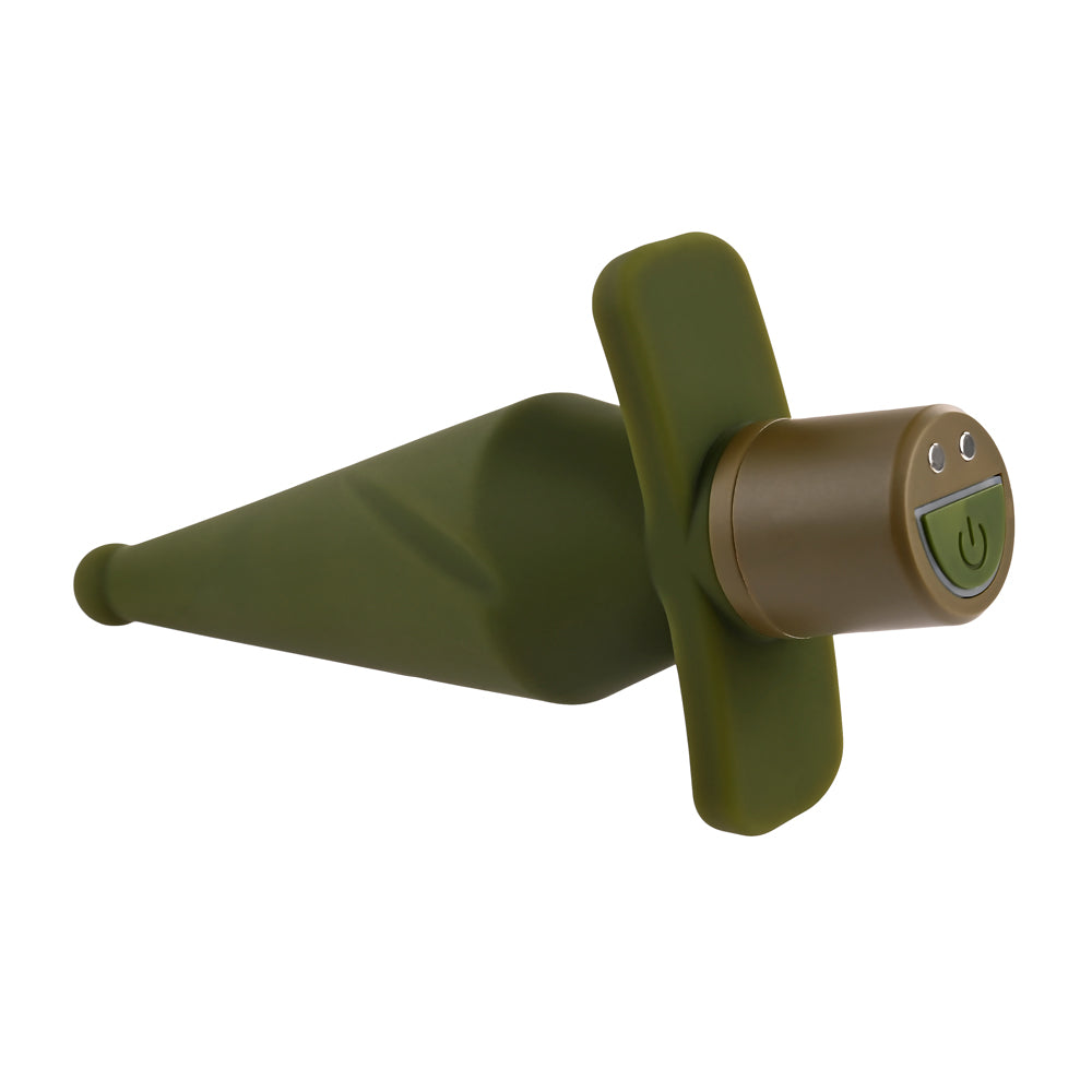 Selopa The Private Vibrating Silicone Anal Plug Green for targeted stimulation and comfort in use.