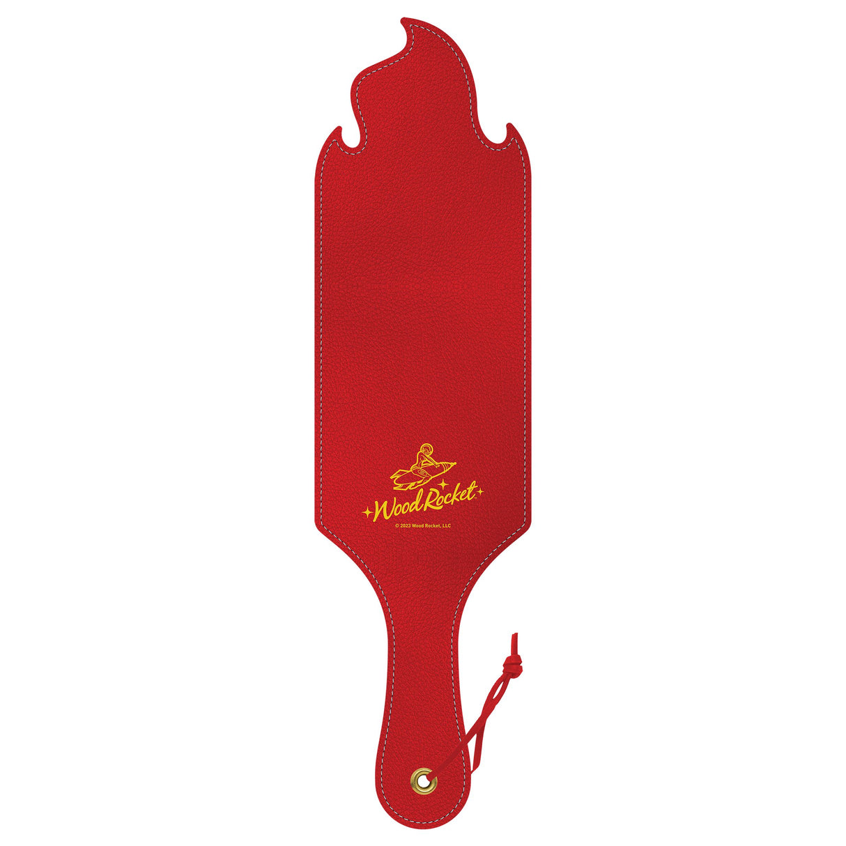 Wood Rocket Hot Ass Spanking Paddle Red with bold cut-out design and textured PU surface.