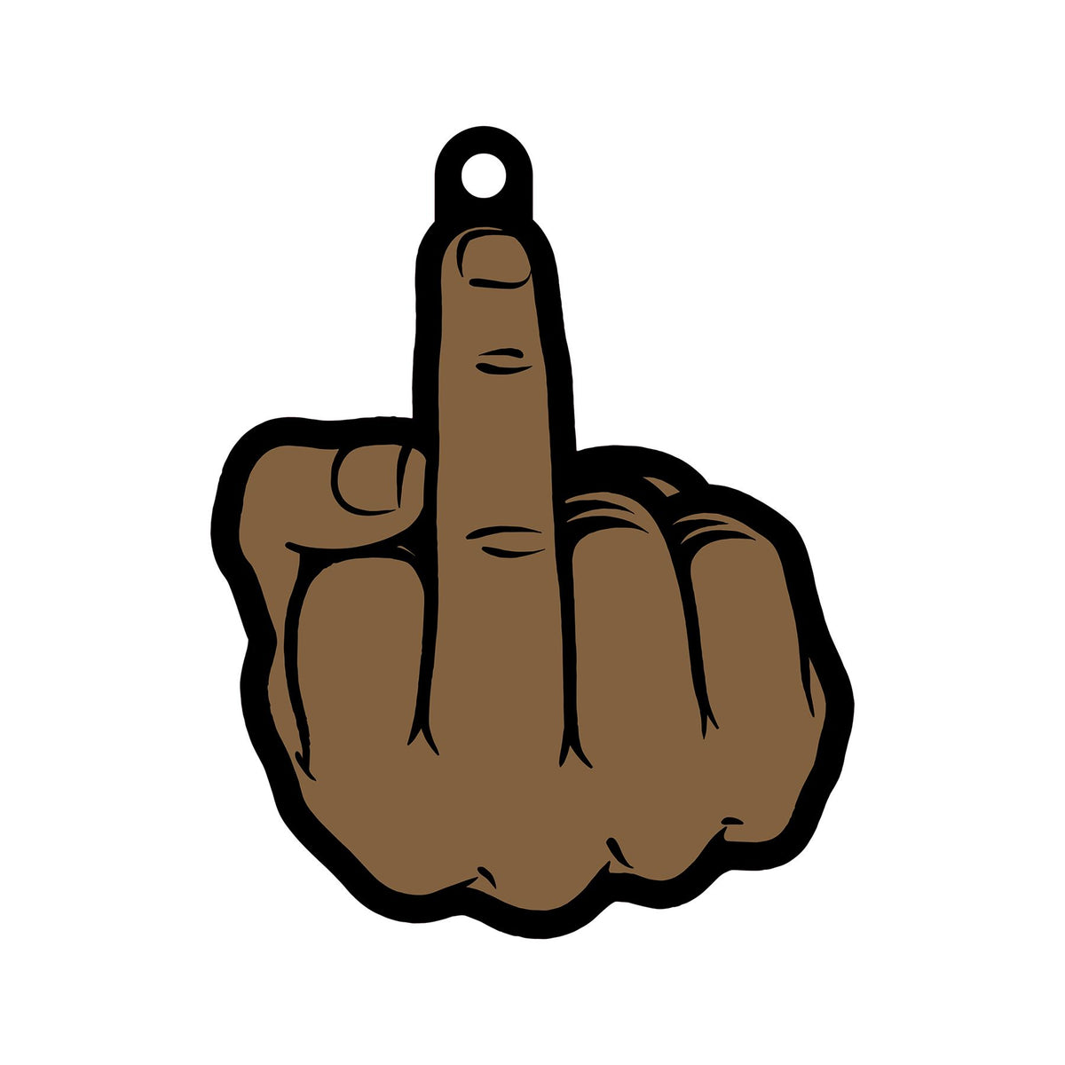 Wood Rocket Middle Finger Brown Air Freshener shaped like a bold middle finger in brown for a fun touch.