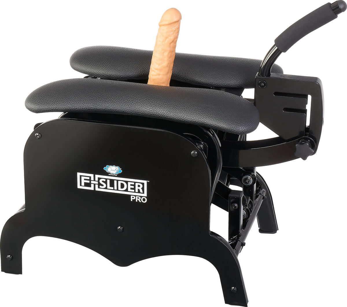 Cloud 9 F-Slider Pro Heavy Duty Self Pleasuring Chair with adjustable padded thigh rests and dildo.