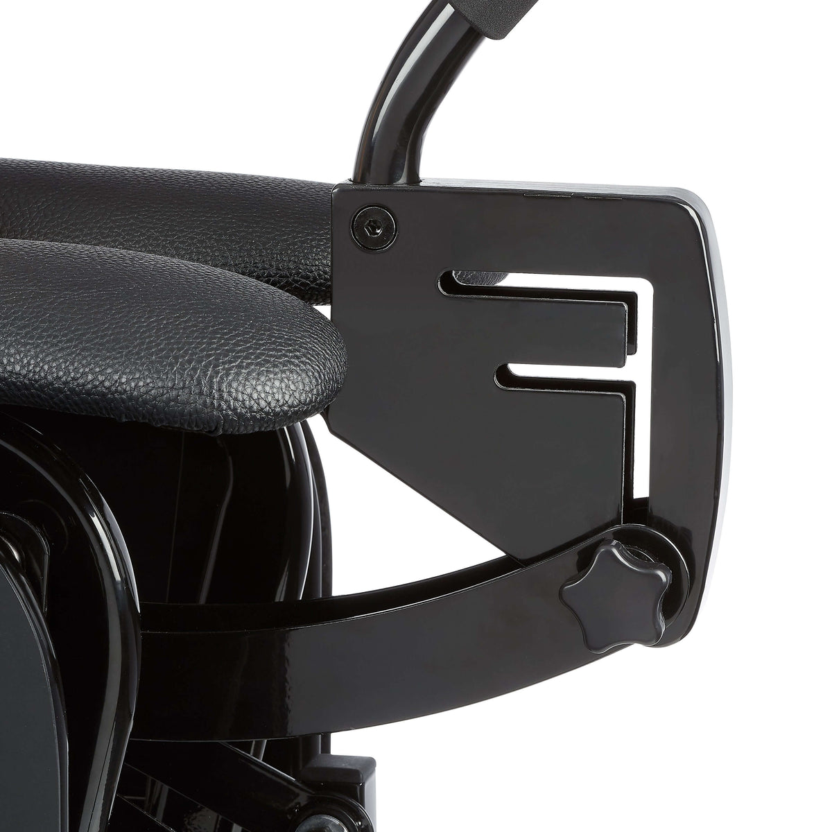 Close-up of Cloud 9 F-Slider Pro Heavy Duty Self Pleasuring Chair's padded thigh rest and adjustable lever