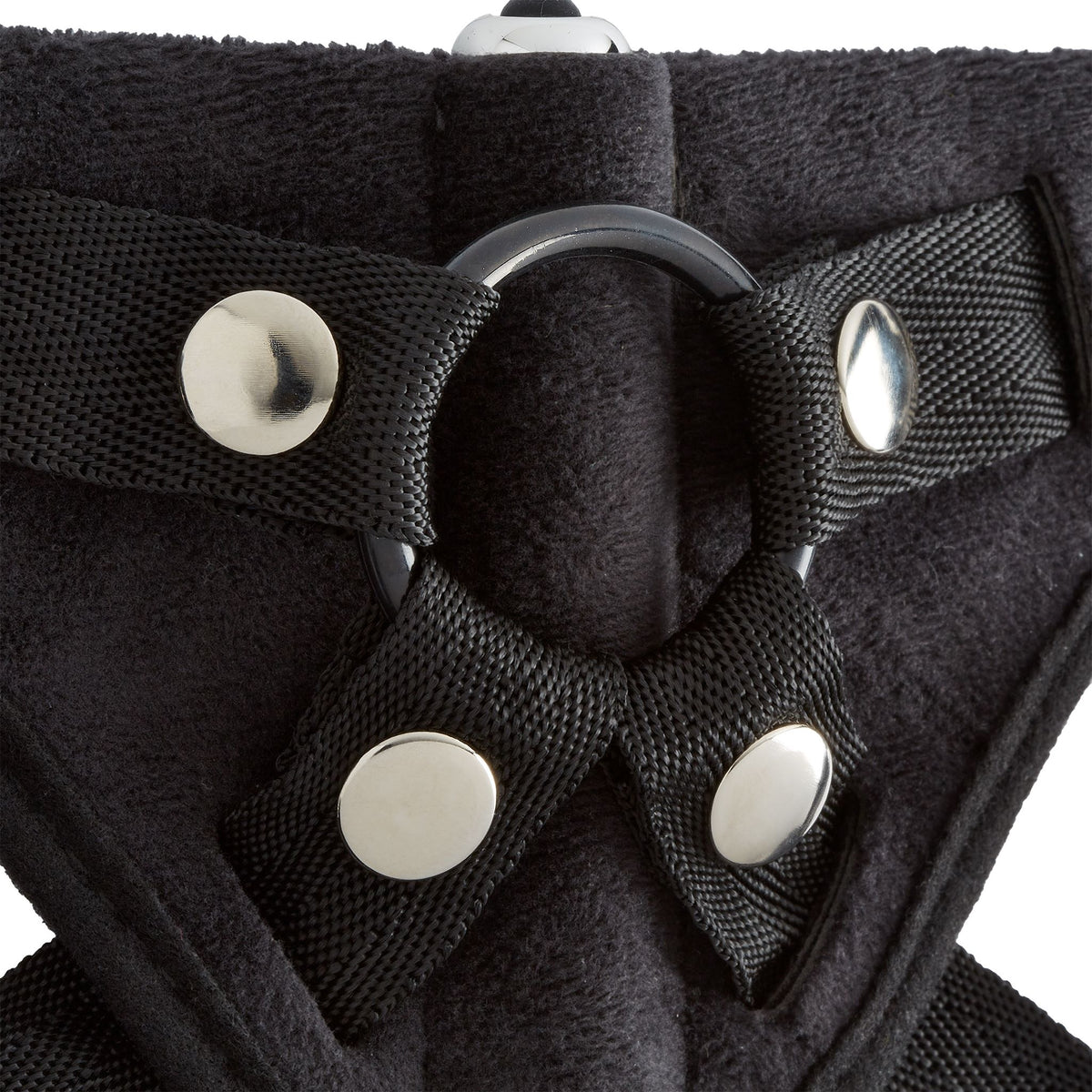 Close-up of the Cloud 9 Pro Sensual Strap-on Harness Kit Black adjustable harness and ring detail.