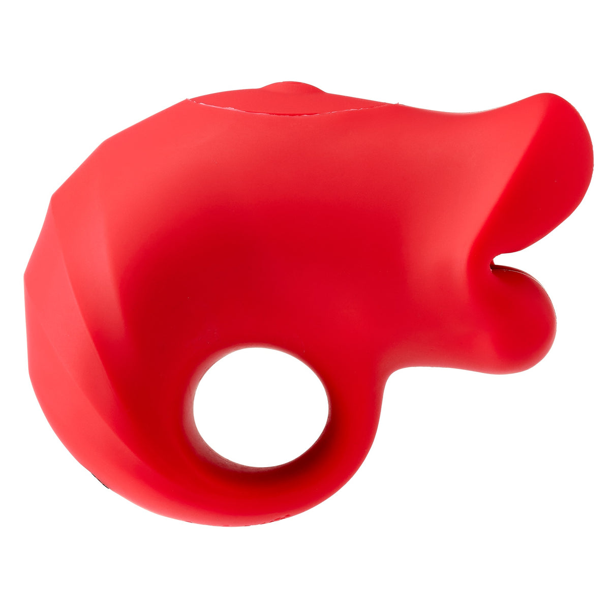 Pucker Up Lips With Ergonomic Finger Hold Red Vibrator designed for playful clitoral stimulation and ergonomic hold.