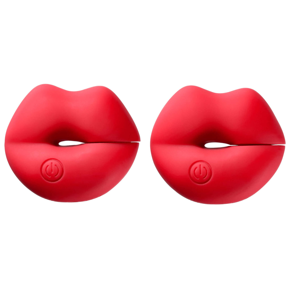 Cloud 9 Naughty Nips Vibrating Nipple Clamp Pair Red, featuring a playful red lip design for adjustable pleasure.