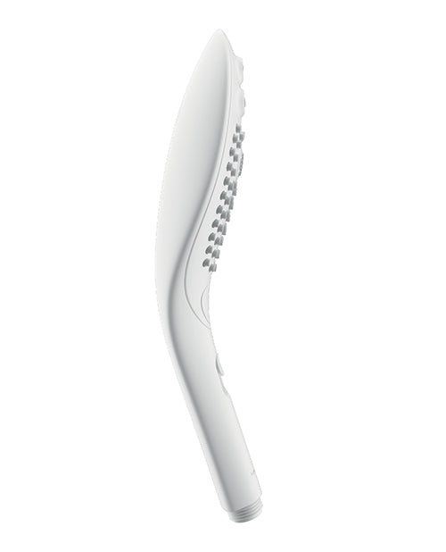 Womanizer Wave Shower Head Clitoral Stimulator White side view, showcasing its unique design for touchless pleasure.