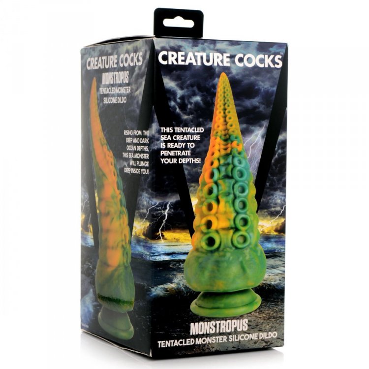 Creature Cocks Monstropus Tentacled Monster Dildo packaging featuring a unique tentacle design in vibrant colors