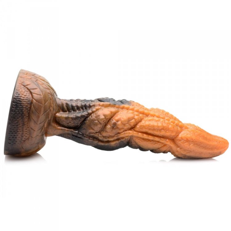 Creature Cocks Ravager Rippled Tentacle Silicone Dildo with a marbled rust red and orange finish.
