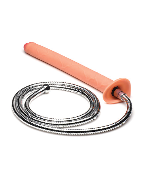 Hosed Thick Silicone Enema Hose 15 inches Long with lifelike shaft and flexible design for deeper cleansing.
