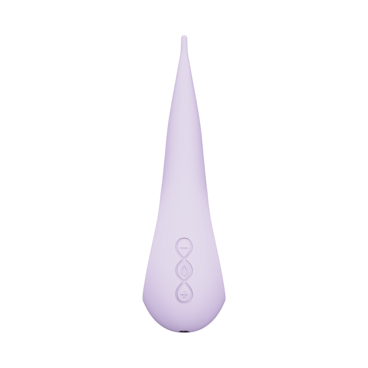 Lelo Dot Clitoral Stimulator Lilac in a sleek design, showcasing control buttons and a pointed tip for precise stimulation.