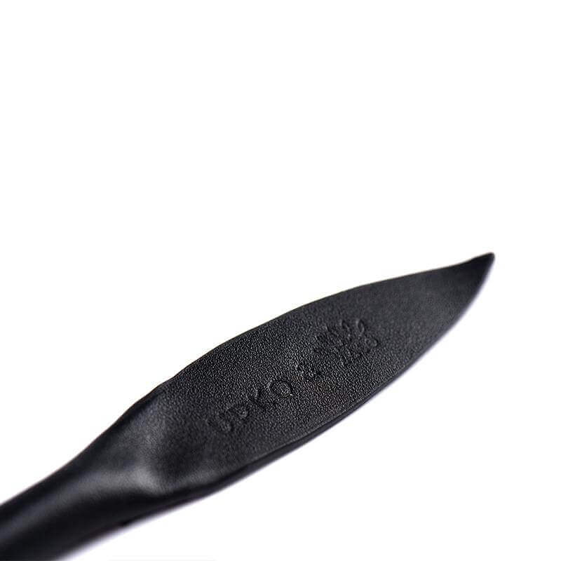 Close-up of ZALO & UPKO Doll Designer Collection Leather Thorn Whip showing detailed thorn pattern on luxury Italian leather.