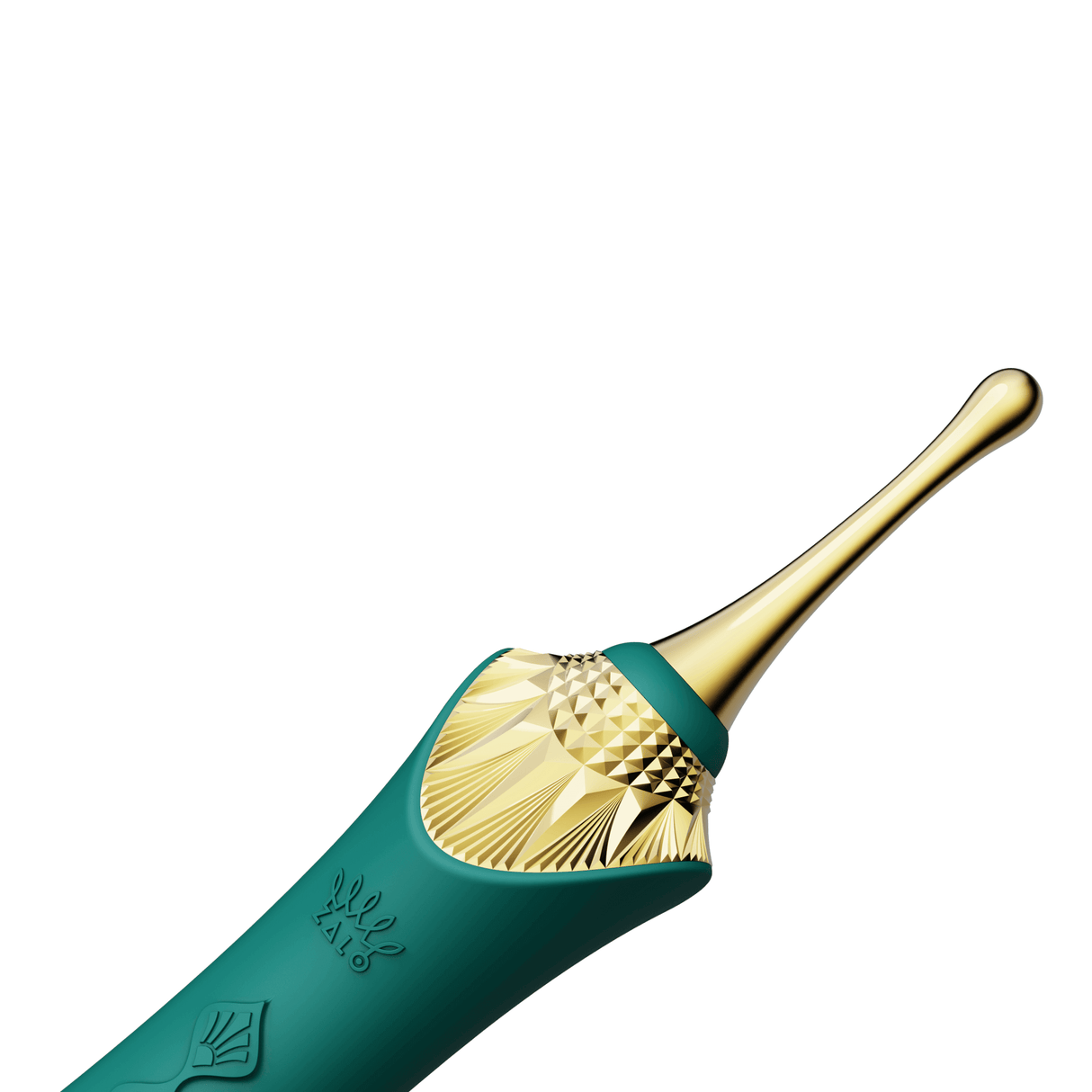ZALO Bess Clitoral Massager in Turquoise Green with gold accents featuring DirectPower technology for precise stimulation.