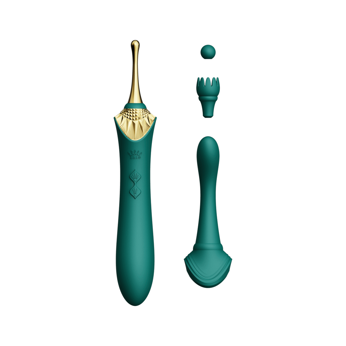 ZALO Bess Clitoral Massager Turquoise Green with interchangeable heads and innovative DirectPower technology