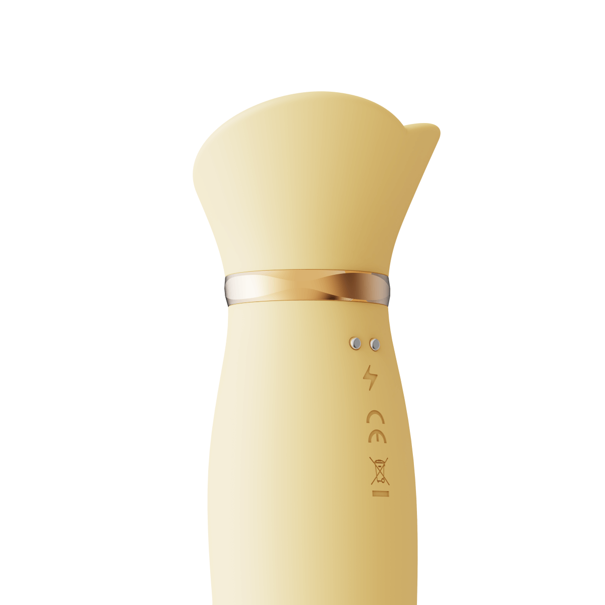 ZALO Rose Rabbit Thruster in Lemon Yellow, features a soft round head for deep internal massage and clitoral suction for an oral sex sensation.
