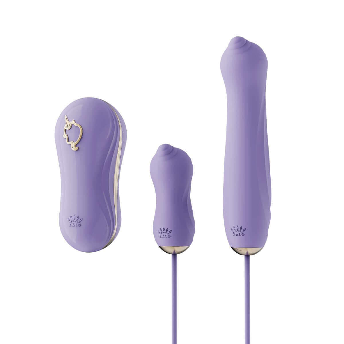 ZALO Unicorn Set Suction Massager in Berry Violet for powerful clitoral stimulation and sensual pleasure with mix and match devices.