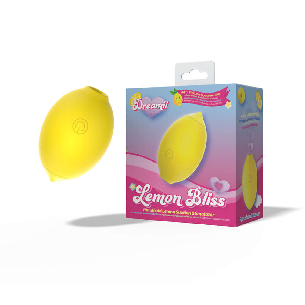 Dreamii Lemon Bliss Suction Stimulator in yellow packaging with lemon design for playful pleasure.