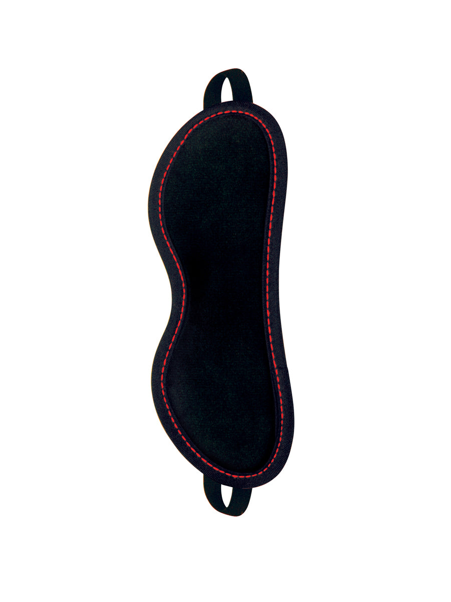 Orange Is the New Black Leatherette Blindfold with vibrant orange stitching for sensory play.