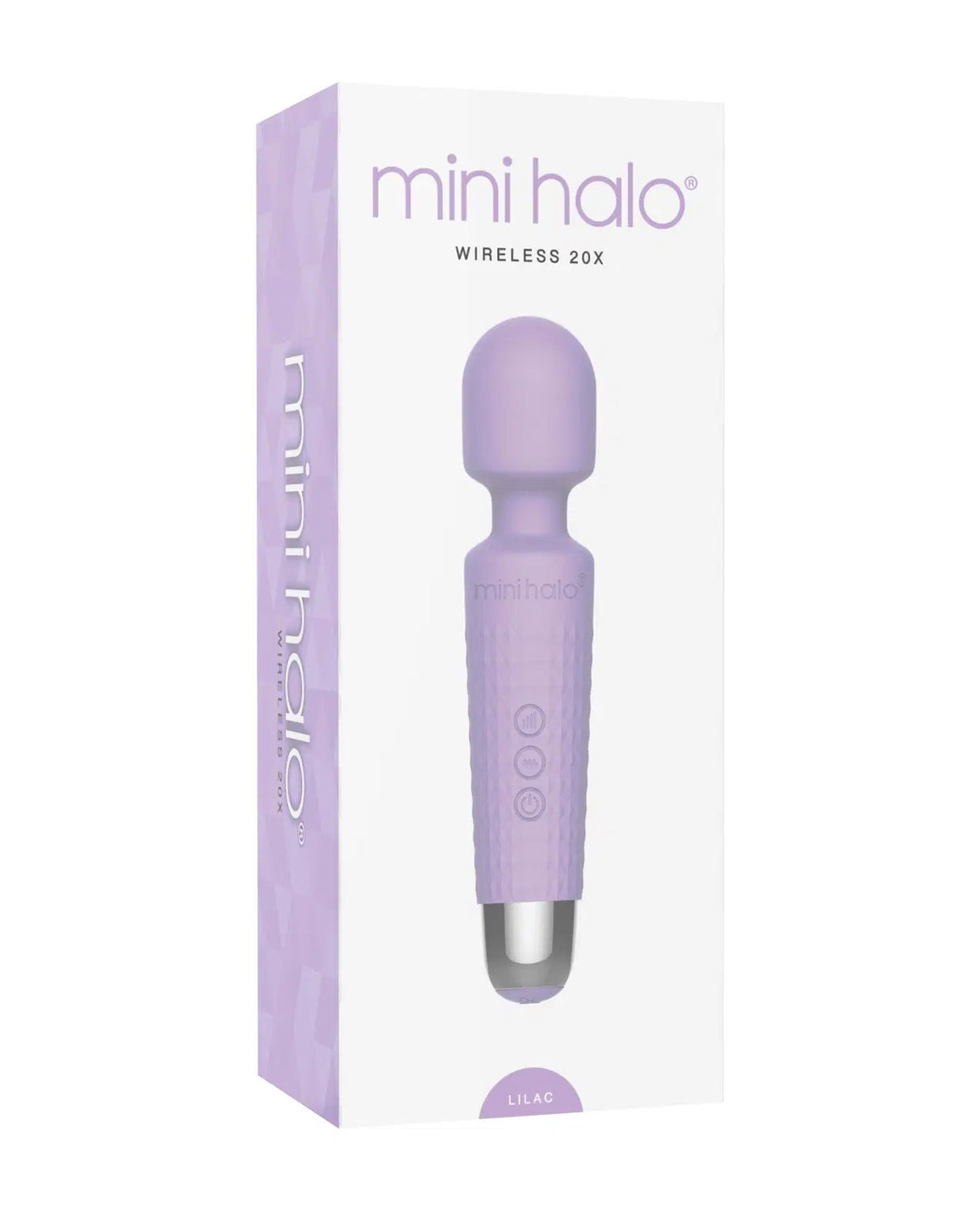 Viben Mini Halo Lilac Rechargeable Wand Massager in attractive packaging showcasing its wireless design.