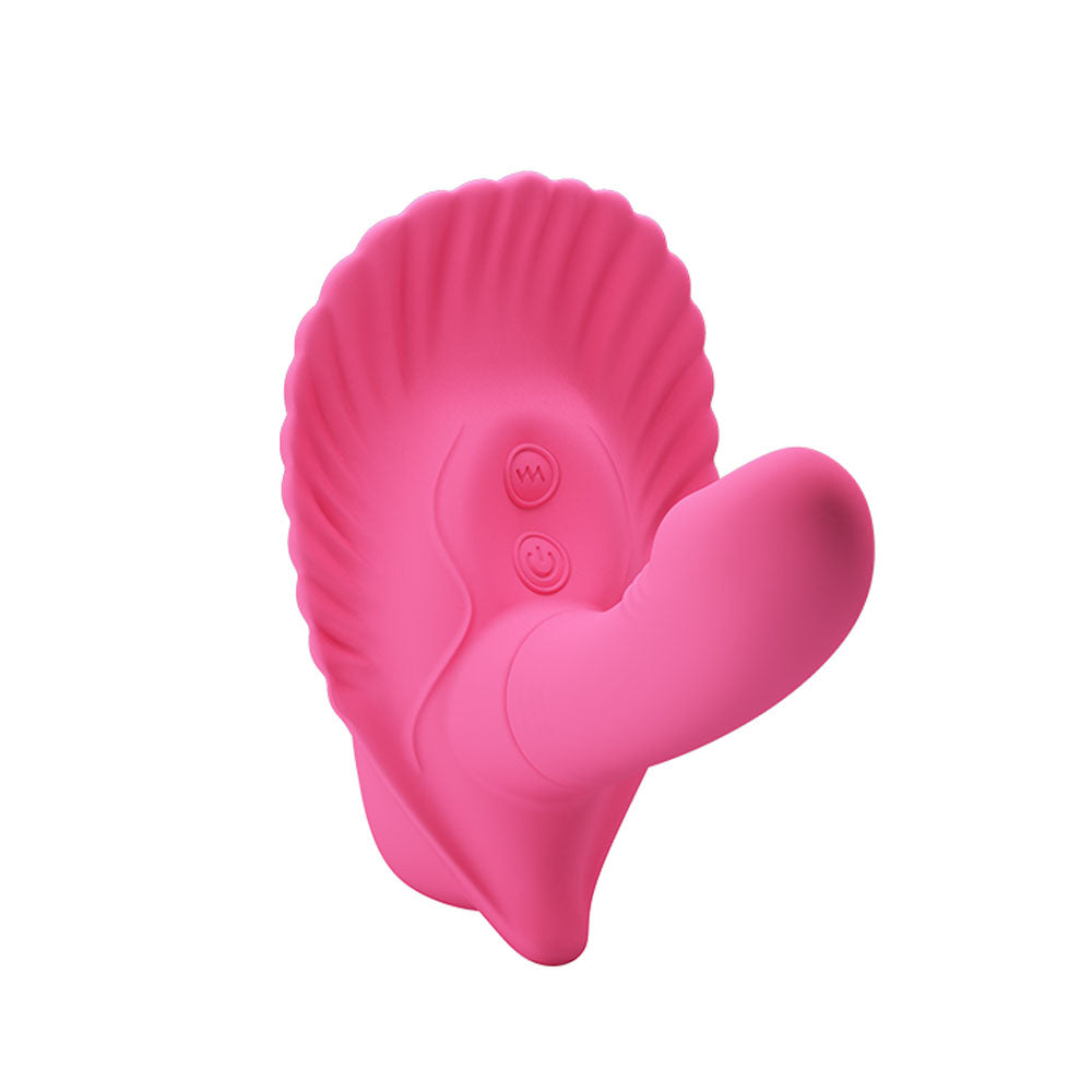 Pretty Love Fancy Clamshell App Control G-Spot Vibrator in vibrant pink color with sculpted shell design.