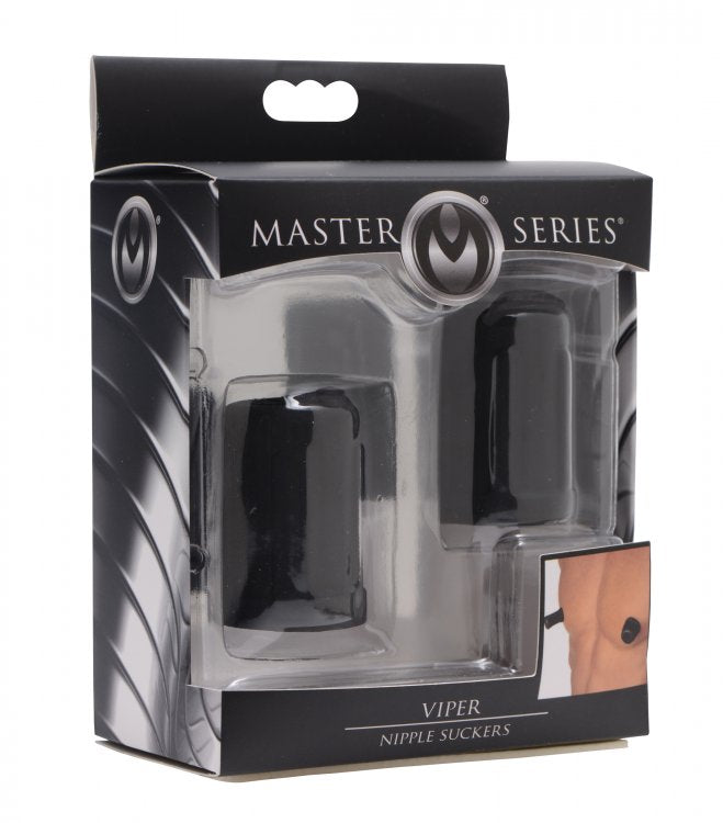 Master Series Viper Nipple Suckers Black packaging showcasing nipple play enhancement.