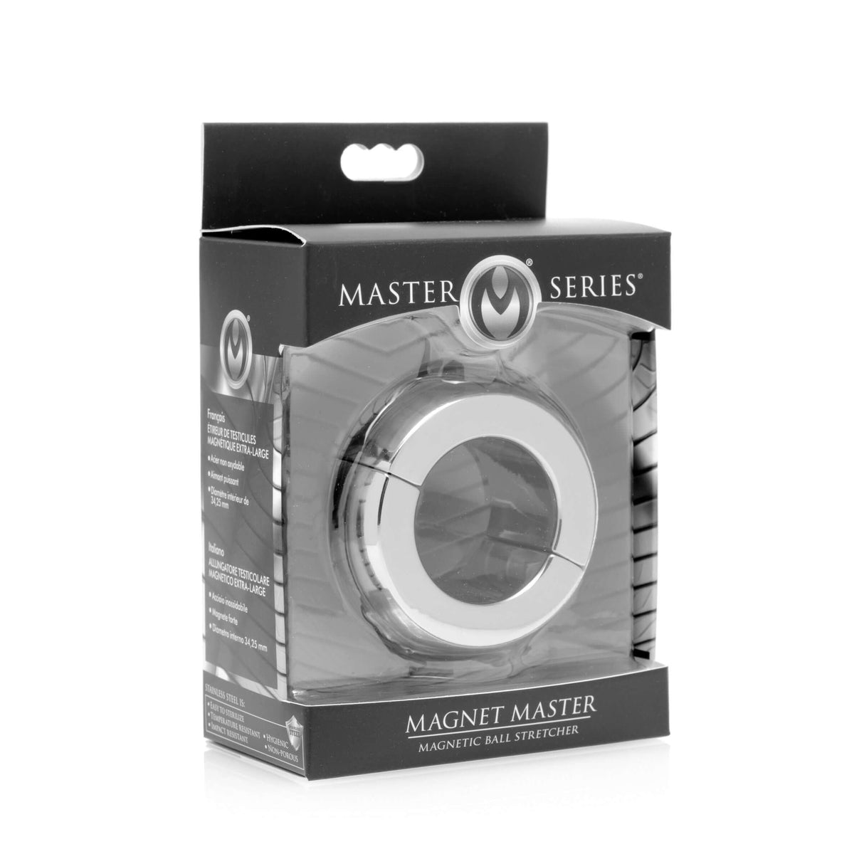 Master Series Magnet Master Stainless Steel Ball Stretcher packaging display with sleek design.