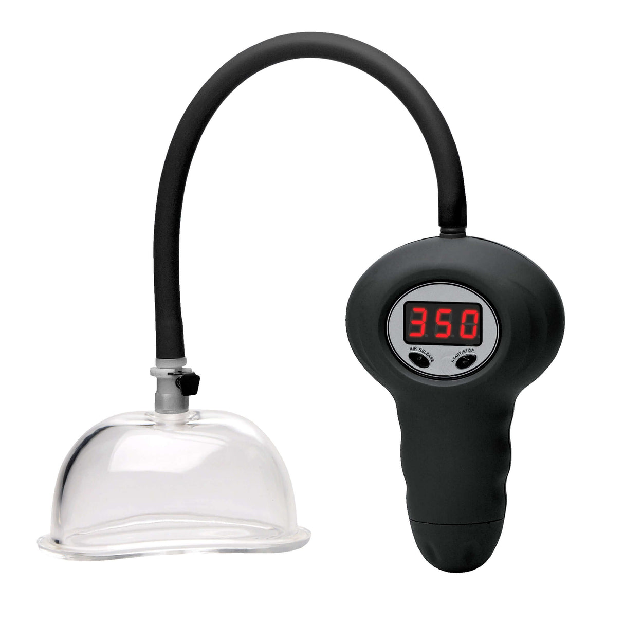 Size Matters Digital Automatic Pussy Pump with clear suction cup and digital pressure display.