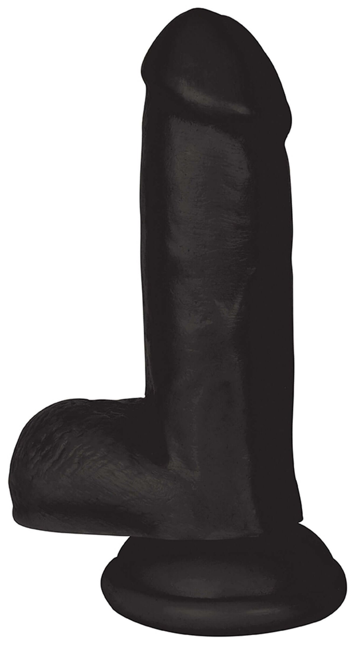 JOCK 6 Inch Dong with Balls Black, a lifelike black dildo designed for realistic pleasure and satisfaction.