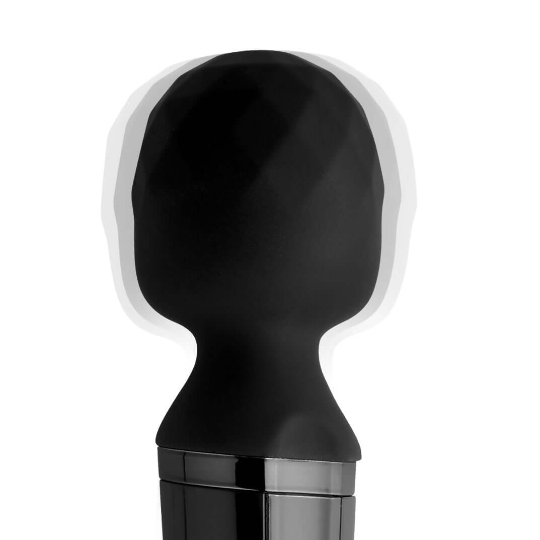 Diamond Head 24X Rechargeable Silicone Wand Massager head design features a diamond-inspired shape for targeted stimulation.