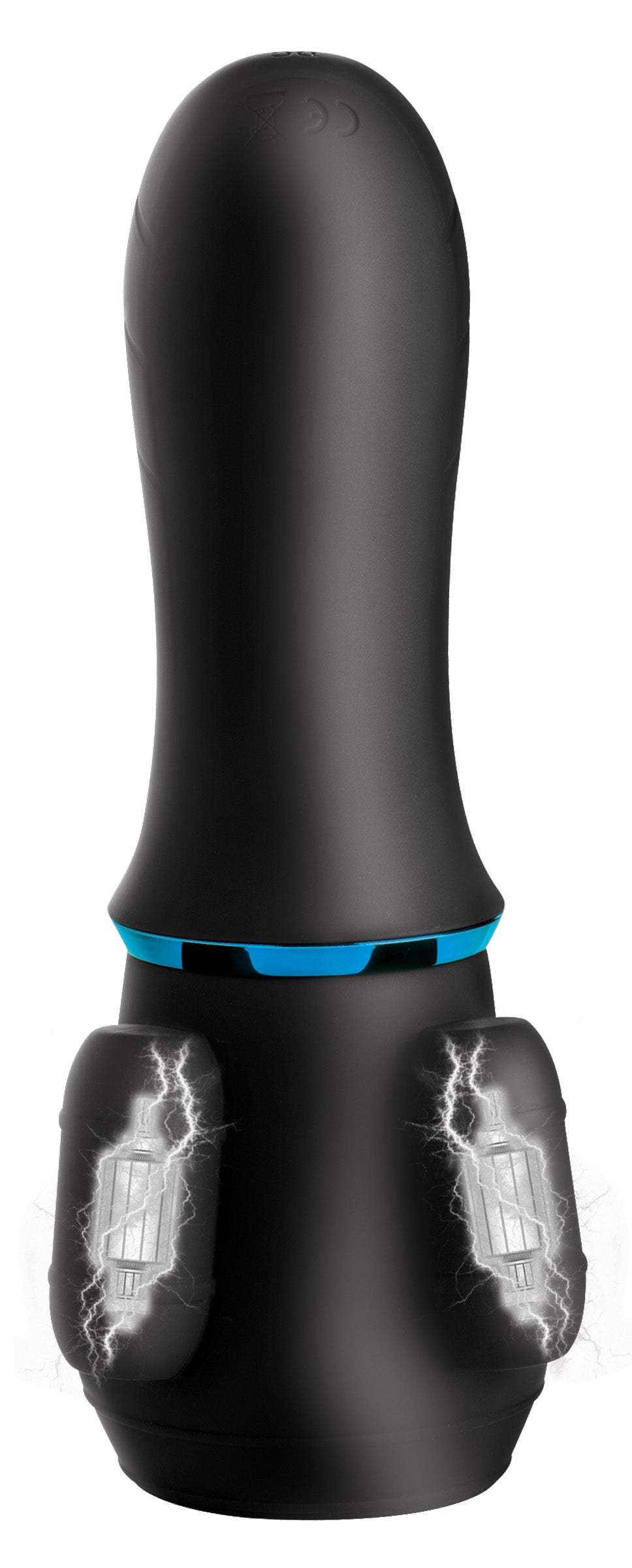 Master Series 10X Turbo Silicone Penis Head Pleaser in sleek black design with textured stimulation features.