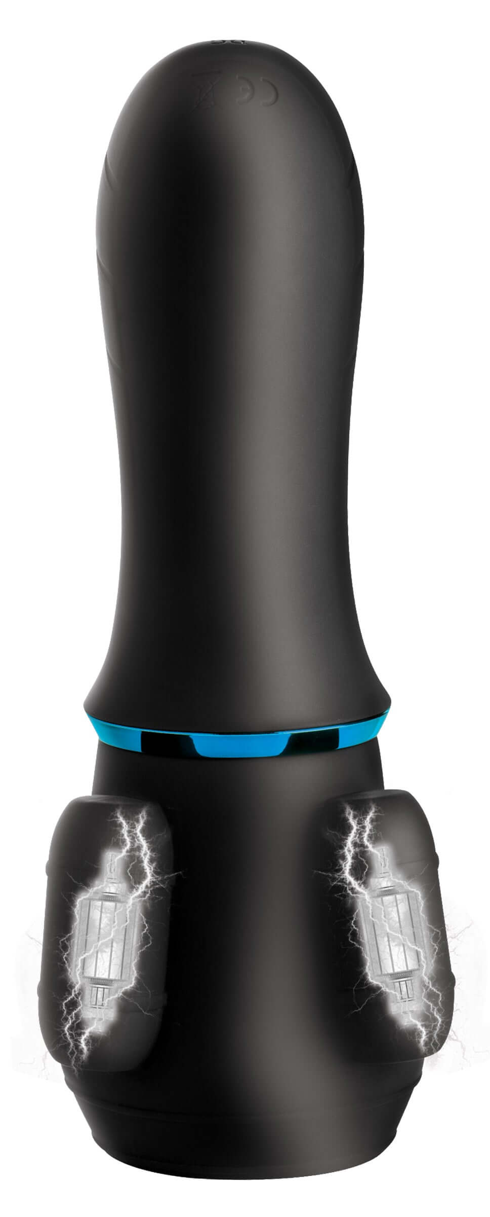 Master Series 10X Turbo Silicone Penis Head Pleaser in sleek black design with textured stimulation features.