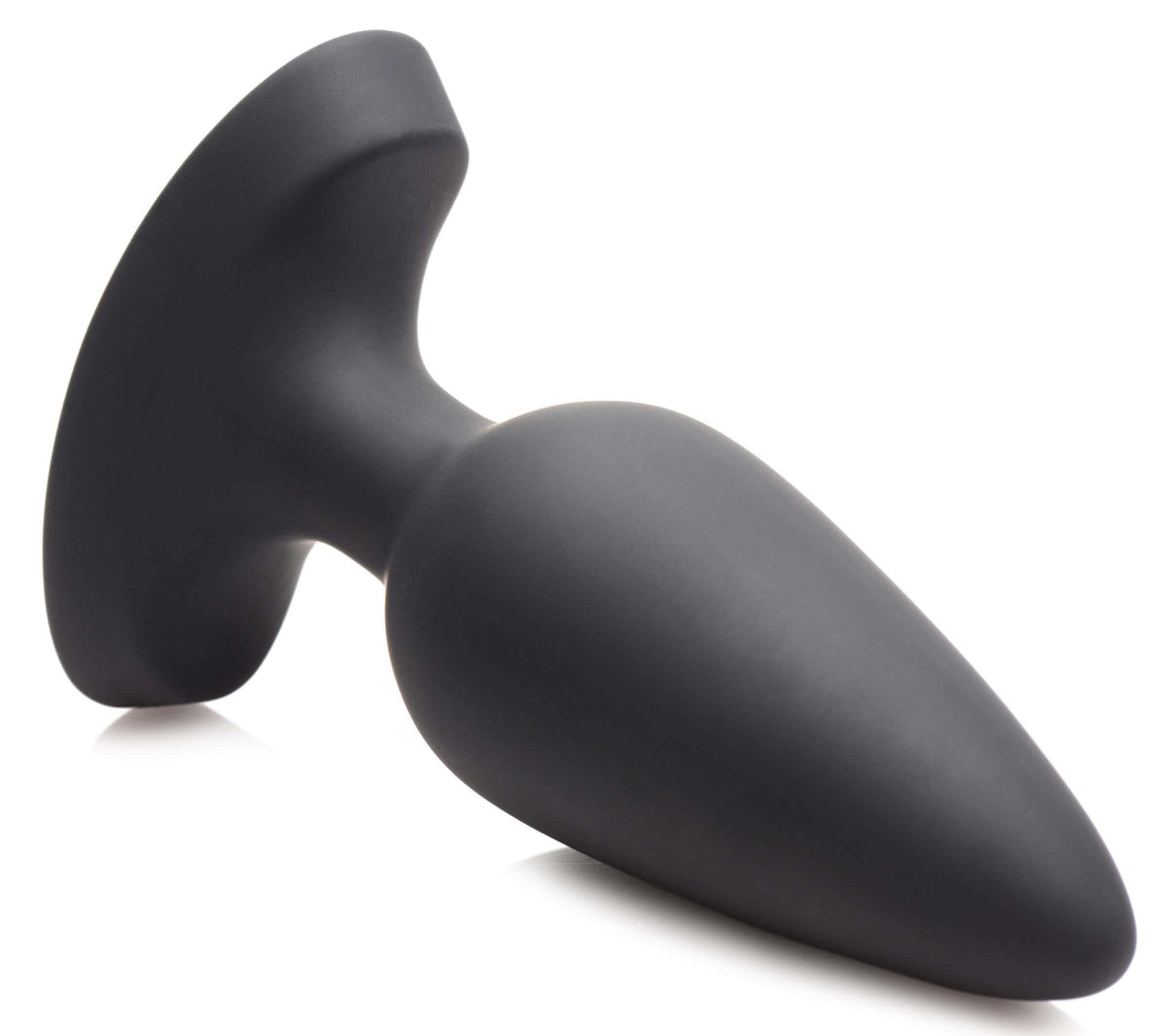 28X Laser Heart Silicone Anal Plug with Remote Large in sleek black silicone design.