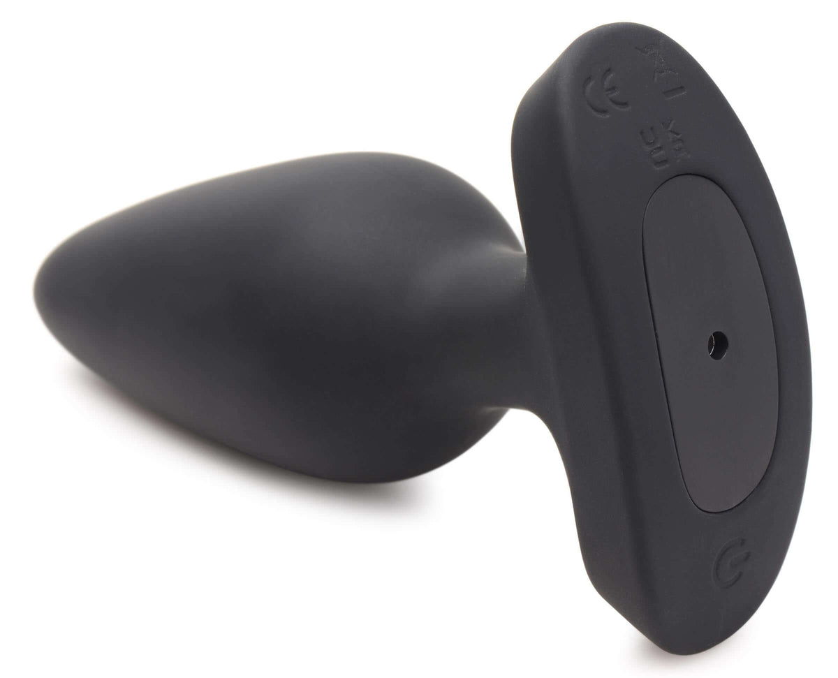 28X Laser Heart Silicone Anal Plug with Remote Large, featuring a sleek design and tapered tip for easy insertion.