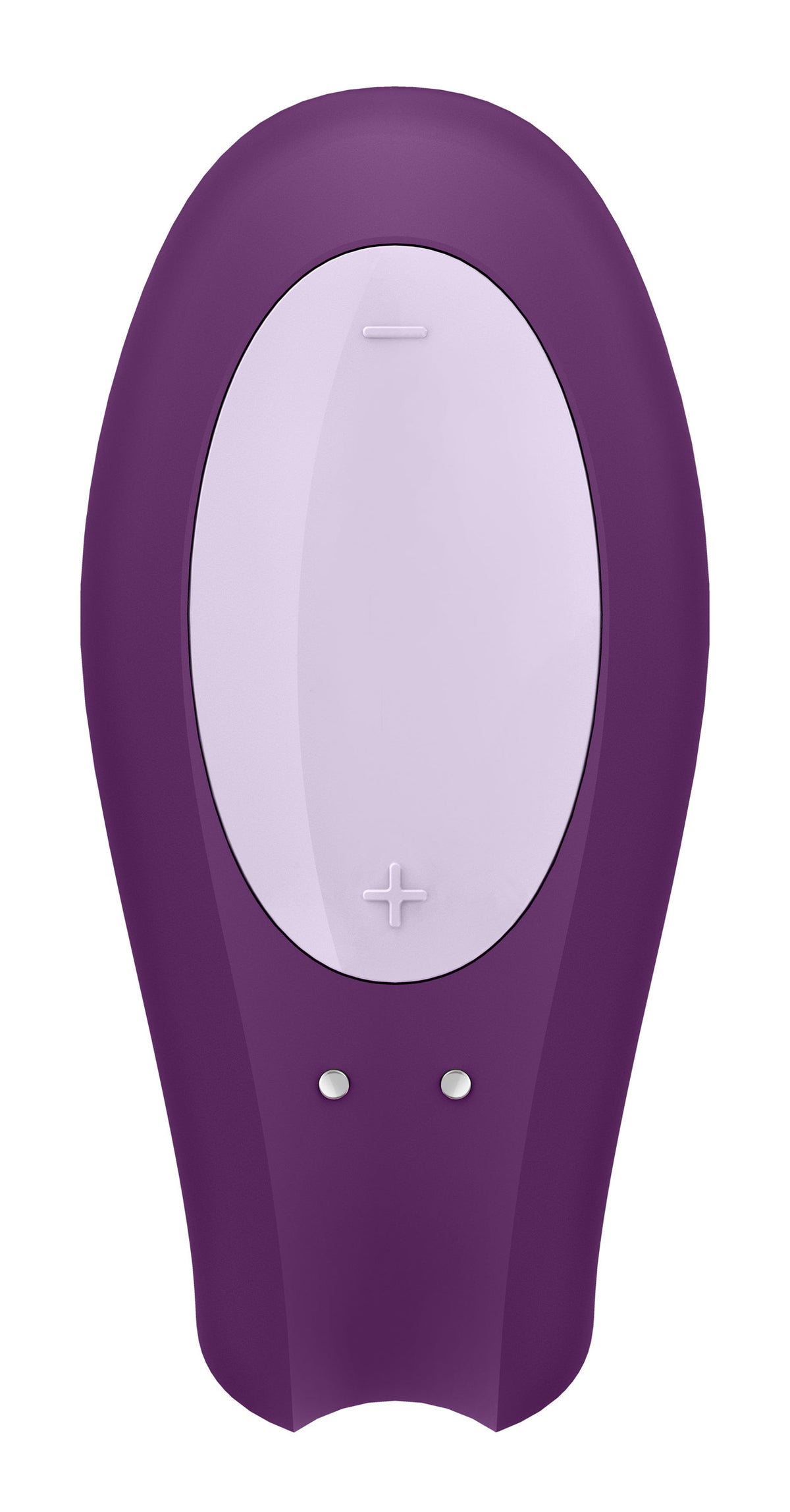 Satisfyer Double Joy Partner Vibrator in purple with control buttons for enhanced pleasure and blended orgasms.