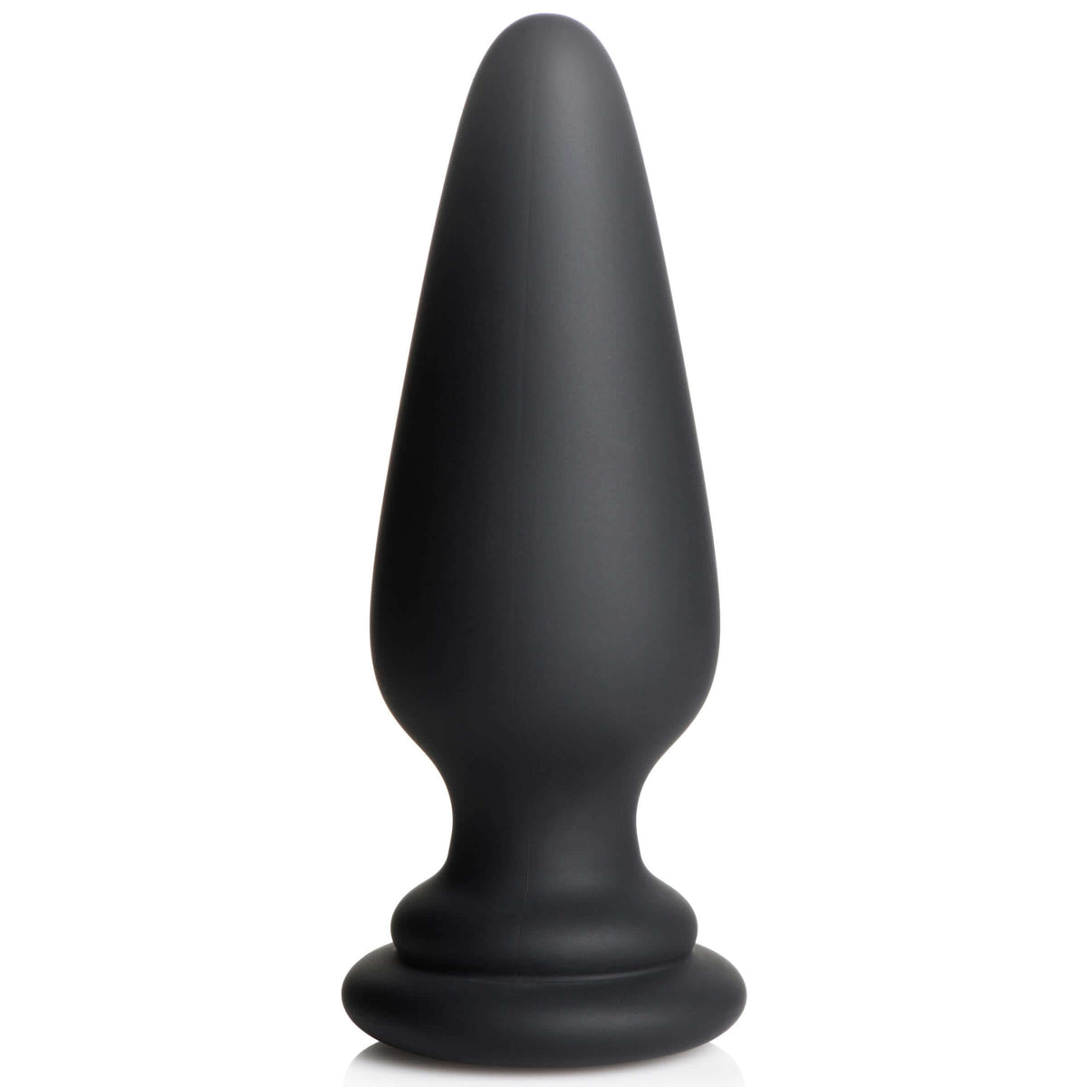 Tailz Interchangeable Silicone Anal Plug XL Black on a reflective surface.