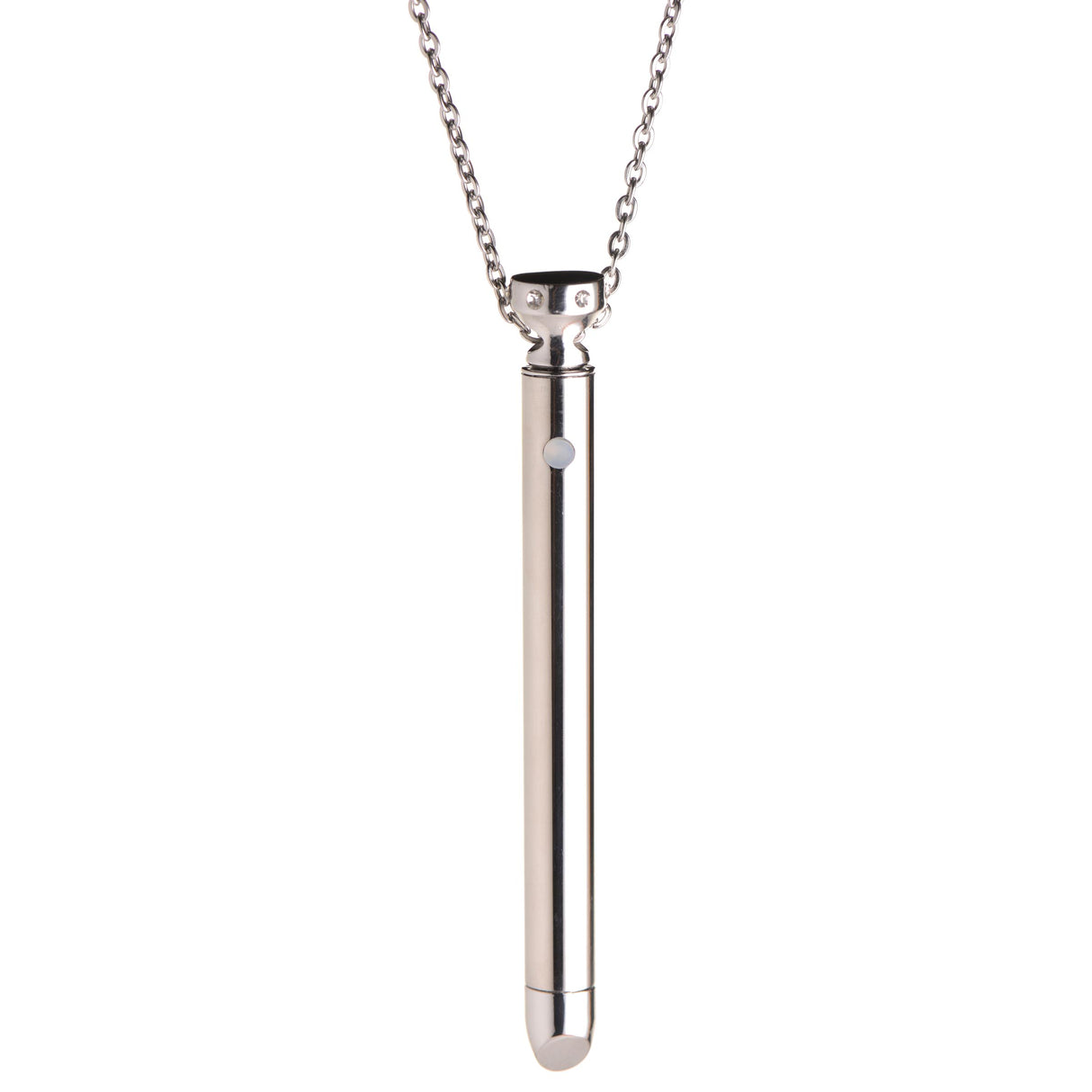 Charmed 7X Vibrating Necklace Silver featuring sleek design and powerful vibrations on a stylish chain.