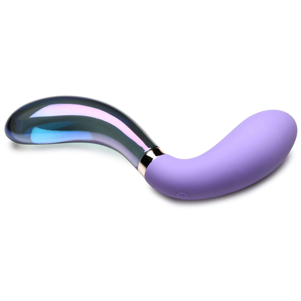10X Pari Dual Ended Wavy Silicone & Glass Vibrator in purple and glass, highlighting dual-material design for pleasure.