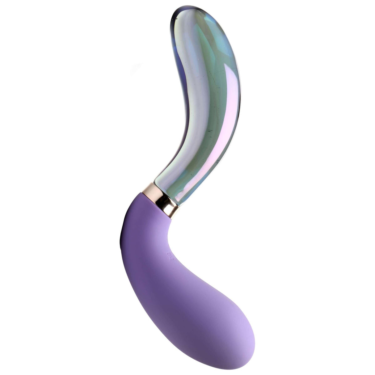 10X Pari Dual Ended Wavy Silicone & Glass Vibrator showcasing its plush silicone and smooth glass ends.