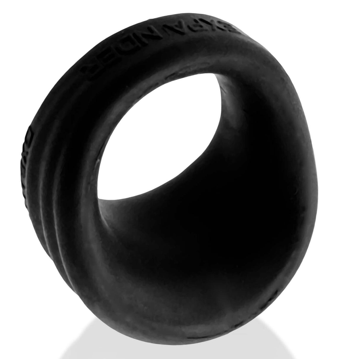 Oxballs Expander Slimmer Scoop Style Cockring Black Fog showcasing its unique scoop design and smooth finish.