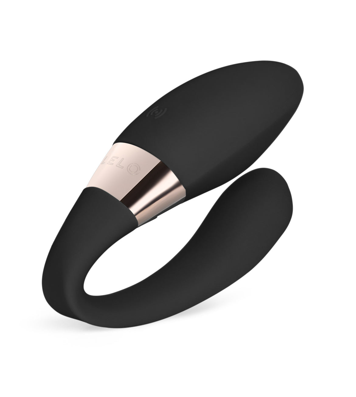 Lelo Tiani Harmony App Connected Couples Vibrator Black, dual-motor wearable for shared pleasure.