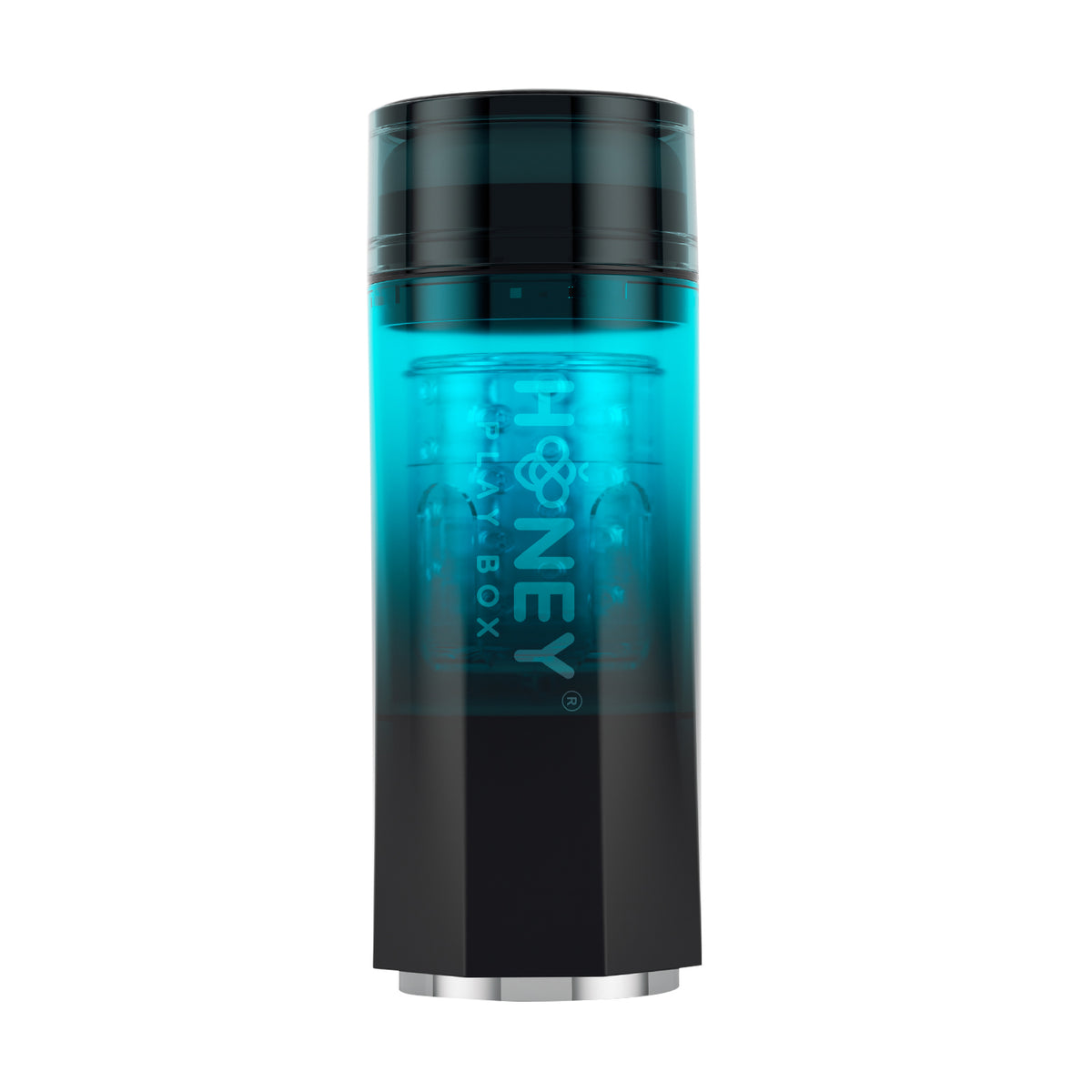 Adrian Water Spa Rotating Male Masturbator Blue in a modern design with transparent and black elements.