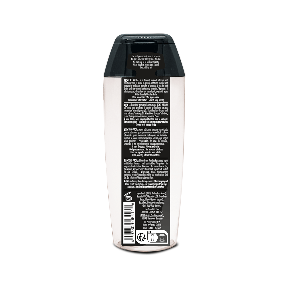 Shunga Toko Aroma Personal Lubricant Green Tea 5.5 Oz bottle with ingredients and usage instructions.