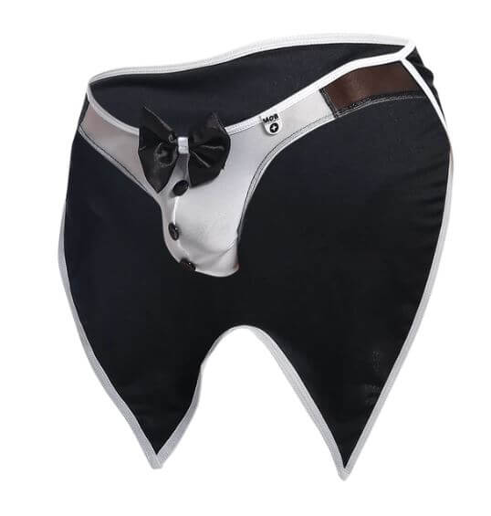 Male Basics MOB Butler Costume Black Medium featuring playful tuxedo design with bow tie.