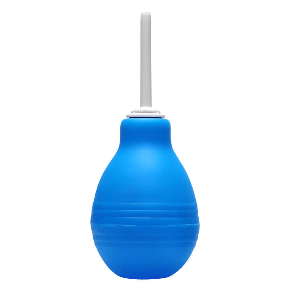 CleanStream Enema Bulb in blue, made of rubber and ABS plastic, designed for easy travel and quick cleaning.